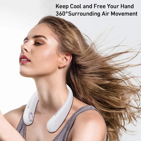 White Neck Fan with 3 Speeds &amp; Fast Charge