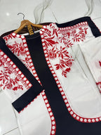 Digital Printed Cord Set 2Pcs Cream Black Kurta Set