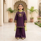 &nbsp;Purple Embroidered Lawn 3Pcs Set for Girls 3-4Yrs