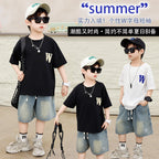 Boys Cotton Short Sleeve T-Shirt Summer Black 120cm