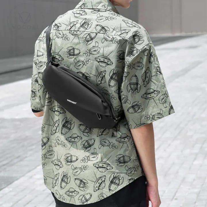 Unisex Nylon Crossbody Bag Black Navy Adjustable Strap