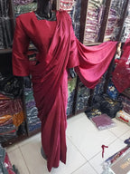 Maroon Shamoz Silk Saree Set for Weddings Parties