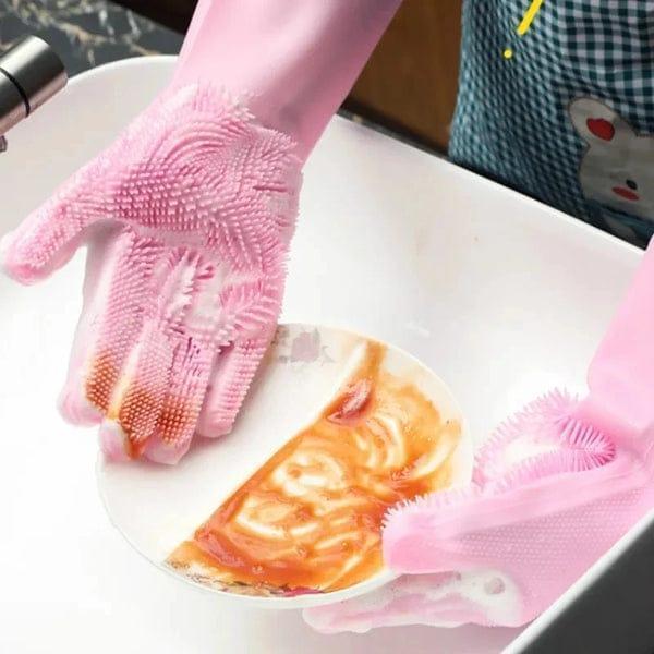 Premium Silicone Dishwashing Gloves 2 Pack Non-Slip Food Safe