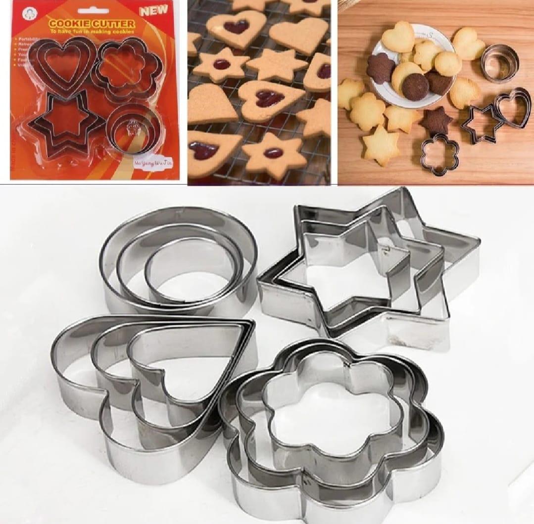 Stainless Steel Cookie Cutters Set 12 Pcs Silver