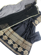 Black Embroidered Shamoz Silk Maxi Set for Women