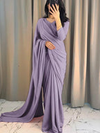 Black Glitter Saree with Long Sleeves &amp; Floor Length