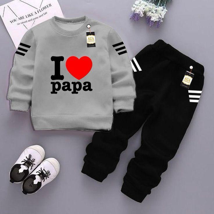 Kids Fleece Tracksuit I Love Papa Print 1-12Yrs
