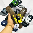 Unisex Brown Microfiber Formal Slide Slippers