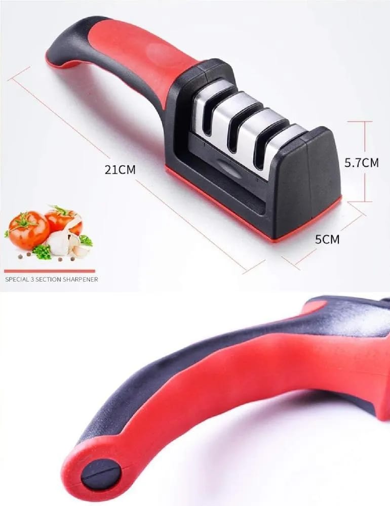 3-Stage Stainless Steel Knife Sharpener with Ergonomic Handle