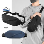 Unisex Nylon Crossbody Bag Black Navy Adjustable Strap