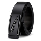 Men's Genuine Leather Automatic Buckle Belt Black Gold