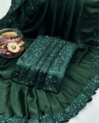 Shamoze Silk Saree with Sequence Border &amp; Sleeves