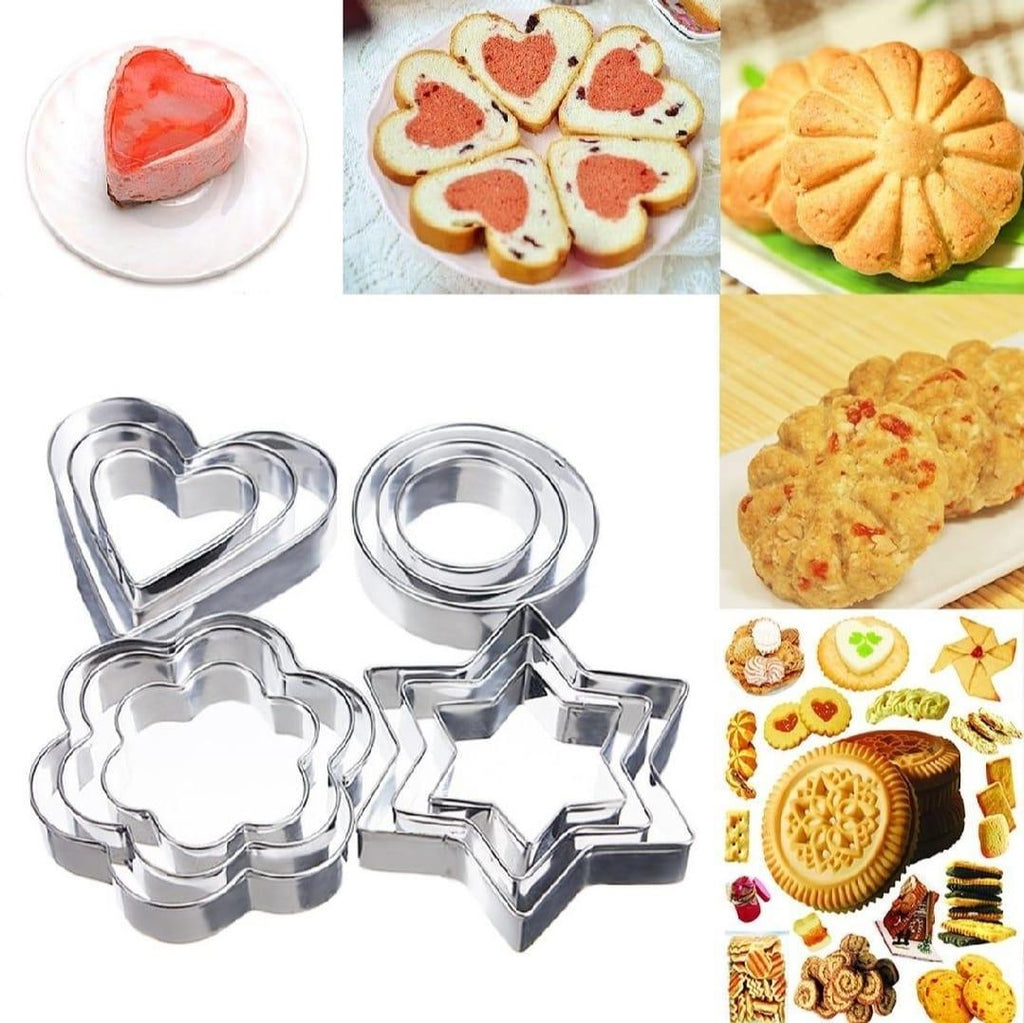 Stainless Steel Cookie Cutters Set 12 Pcs Silver