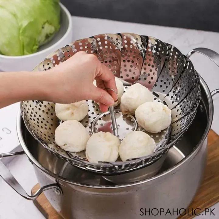 Foldable Stainless Steel Steamer Silver Pakistan