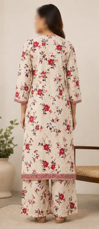 Ivory Printed Lawn 2Pcs Shirt Trouser Set Large