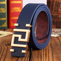 Men Blue Cloth Jeans Belt with Golden Buckle
