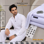 Men White Cotton Unstitched Suit Summer Eid Festive *Product Description