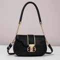 Black Cuff Strap Handbag for Girls with Gold Clasp