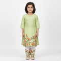 Girls Lawn Printed 2-Piece Suit Green Floral 5-12Yrs