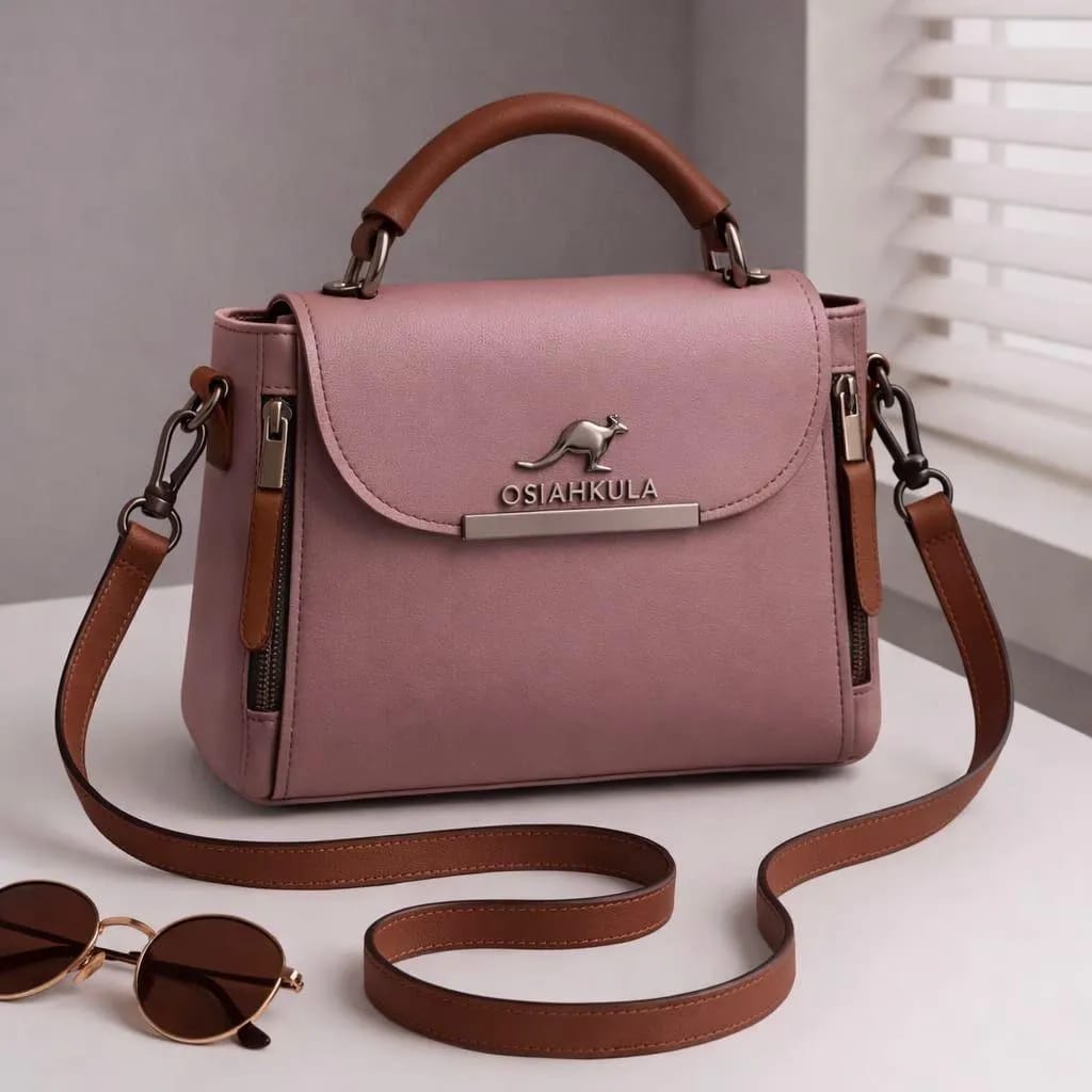 Pink Leather Crossbody Bag for Girls 8x11 Inches