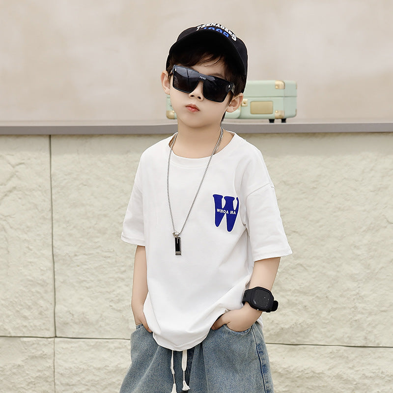 Boys Cotton Short Sleeve T-Shirt Summer Black 120cm