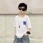 Boys Cotton Short Sleeve T-Shirt Summer Black 120cm