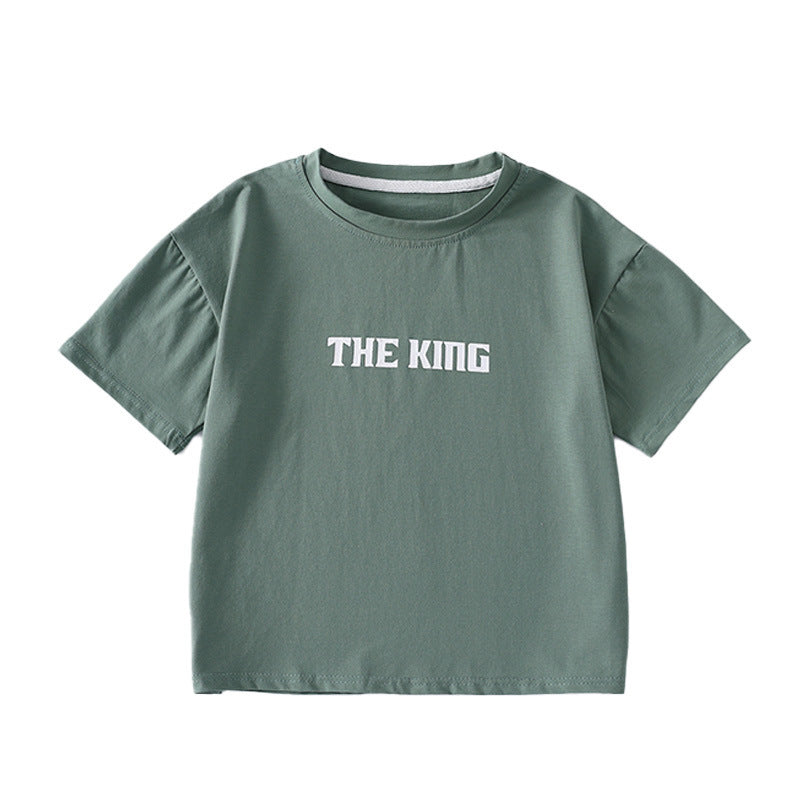 Boys Cotton Short Sleeve T-Shirt Summer Black 120cm