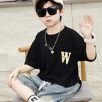 Boys Cotton Short Sleeve T-Shirt Summer Black 120cm