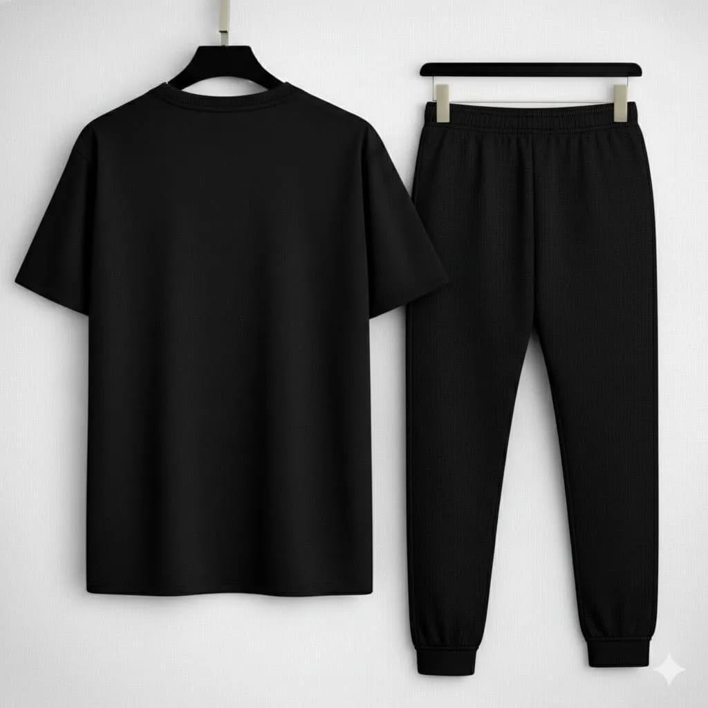 Audi Logo Track Suit Black Slim Fit 2-Piece Set for Men