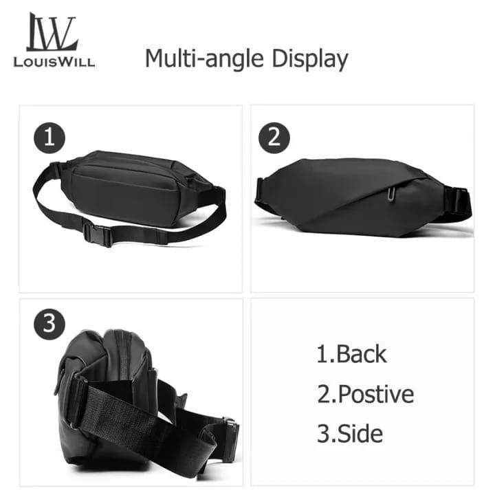 Unisex Nylon Crossbody Bag Black Navy Adjustable Strap
