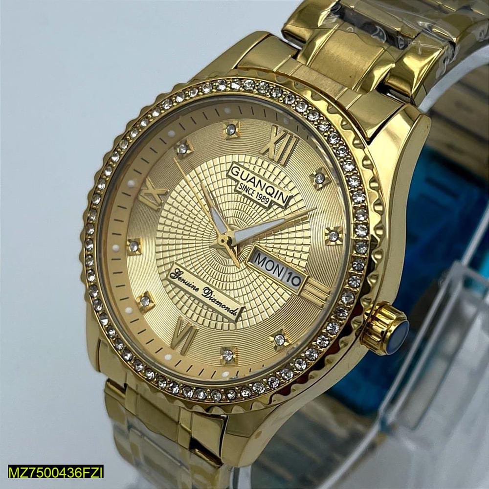 Gold Stainless Steel Watch for Men Daily Office &amp; Formal Wear