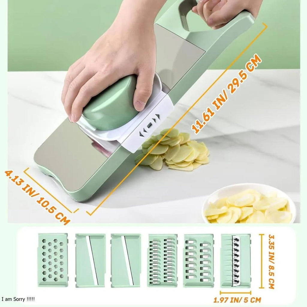 Mint Green 5-in-1 Vegetable Slicer with 6 Blades &amp; Storage Box