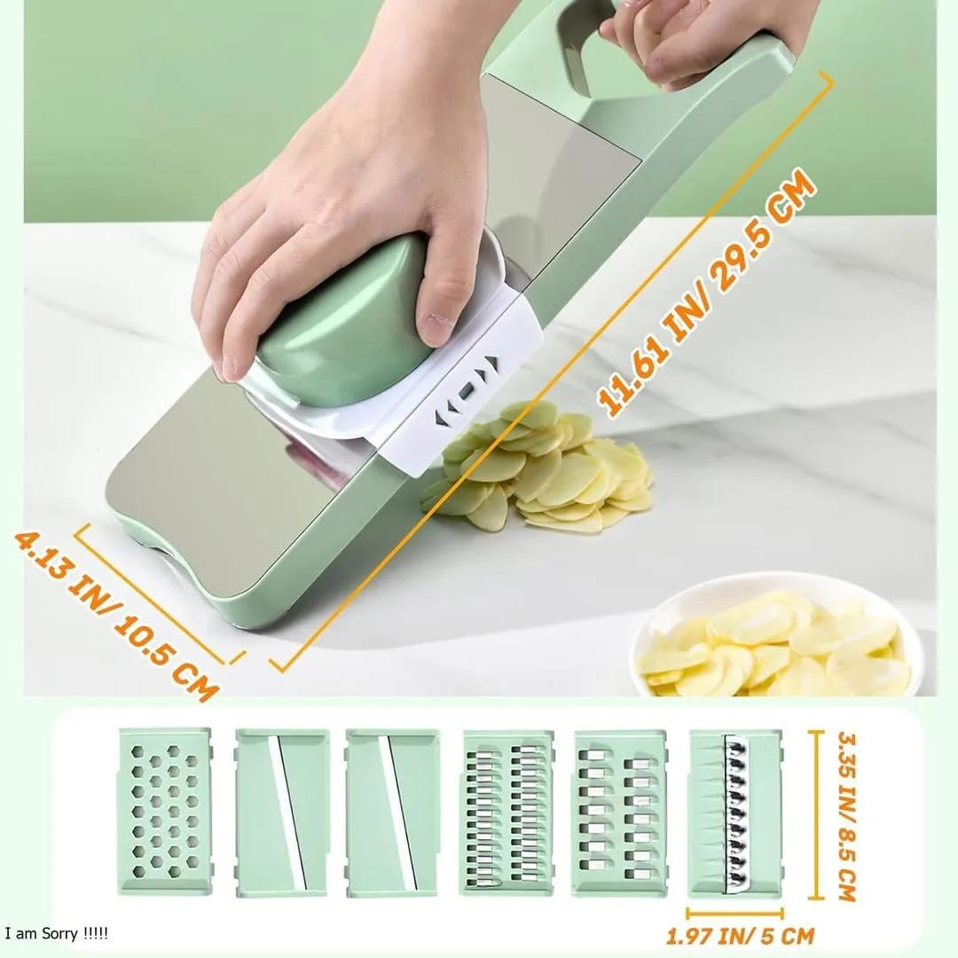 Mint Green 5-in-1 Vegetable Slicer with 6 Blades &amp; Storage Box