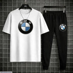 BMW Printed Track Suit White Black Men Polyester