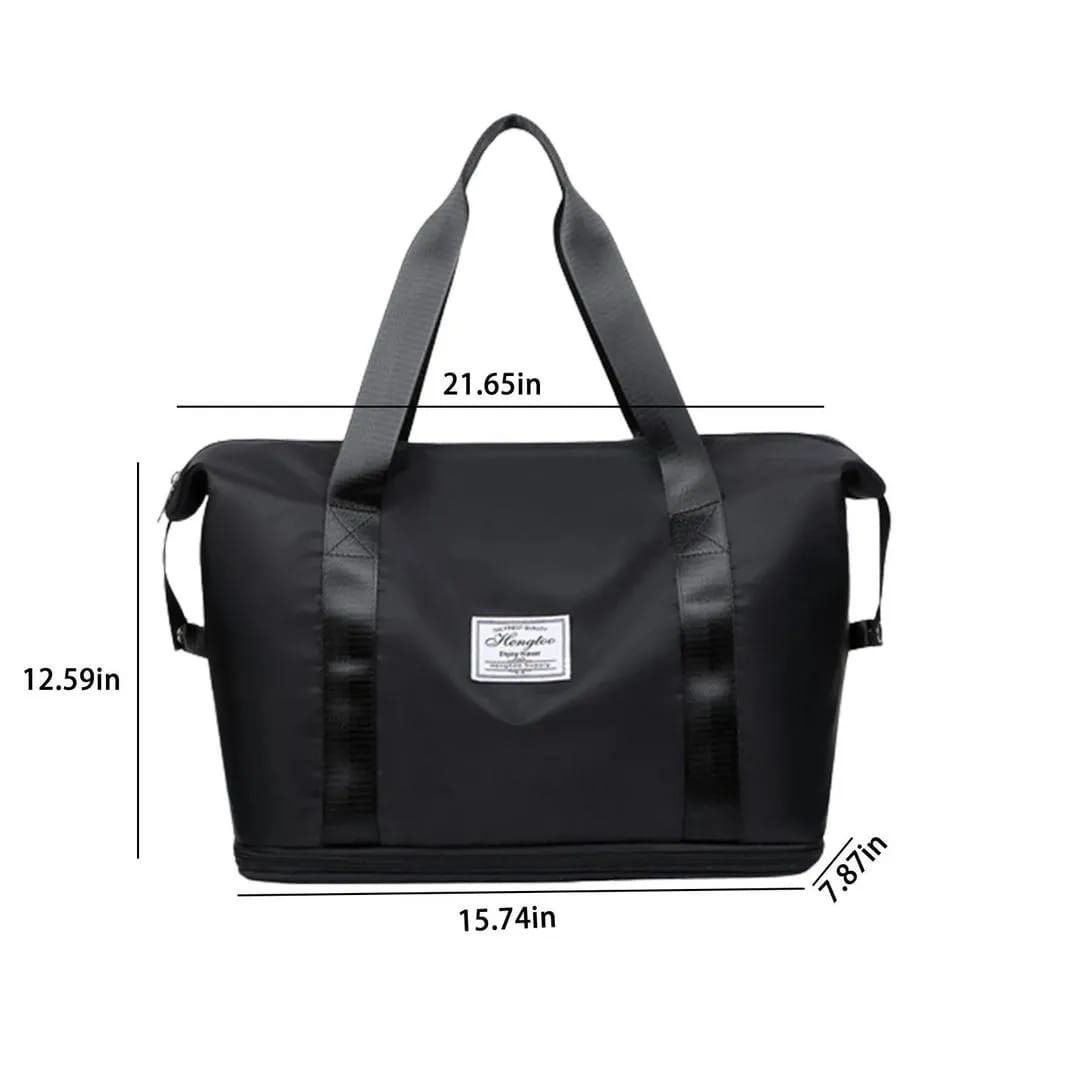 Black Durable Nylon Duffle Bag 18" Travel Commute