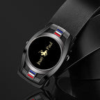 Men Genuine Leather Belt Black Gold Buckle Casual Business