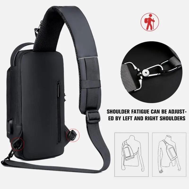 Men Crossbody Bag Black Grey Blue Nylon 12