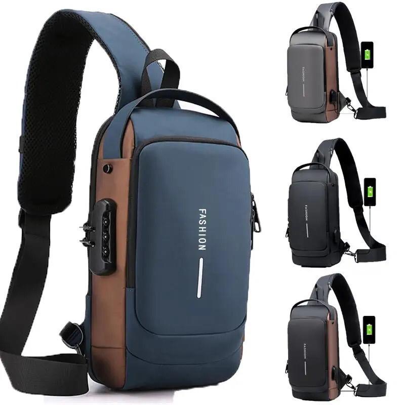 Men Crossbody Bag Black Grey Blue Nylon 12