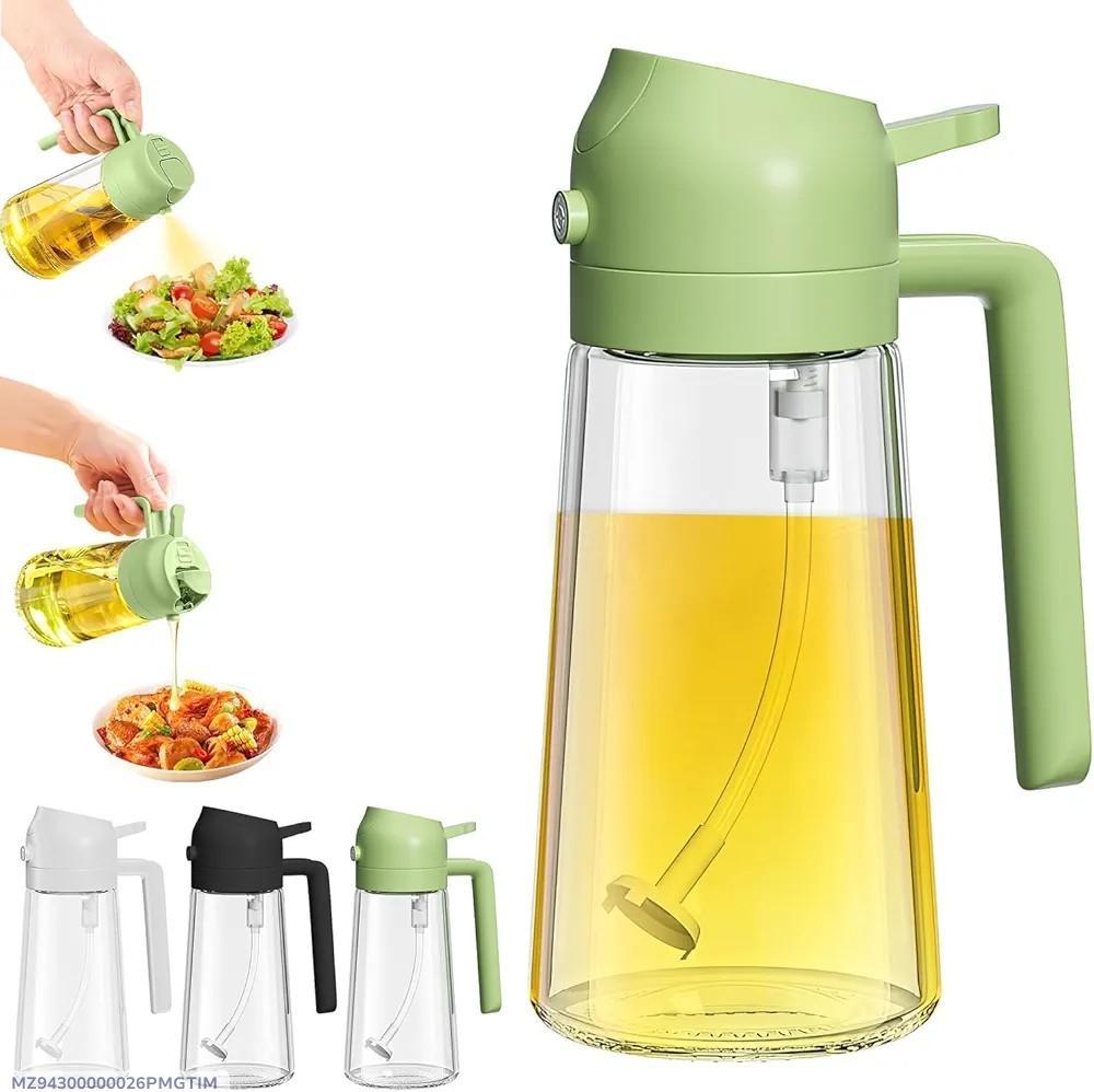 2-in-1 Oil Spray Bottle Glass Green Black White