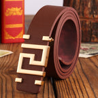 Men Blue Cloth Jeans Belt with Golden Buckle