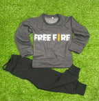 Kids Fleece Tracksuit Grey Black F24 Print 1-12Y
