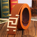Men Blue Cloth Jeans Belt with Golden Buckle