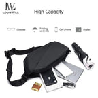 Unisex Nylon Crossbody Bag Black Navy Adjustable Strap
