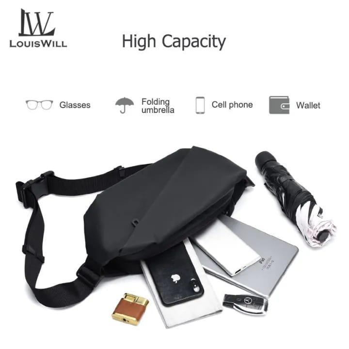 Unisex Nylon Crossbody Bag Black Navy Adjustable Strap