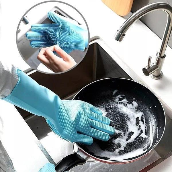 Premium Silicone Dishwashing Gloves 2 Pack Non-Slip Food Safe