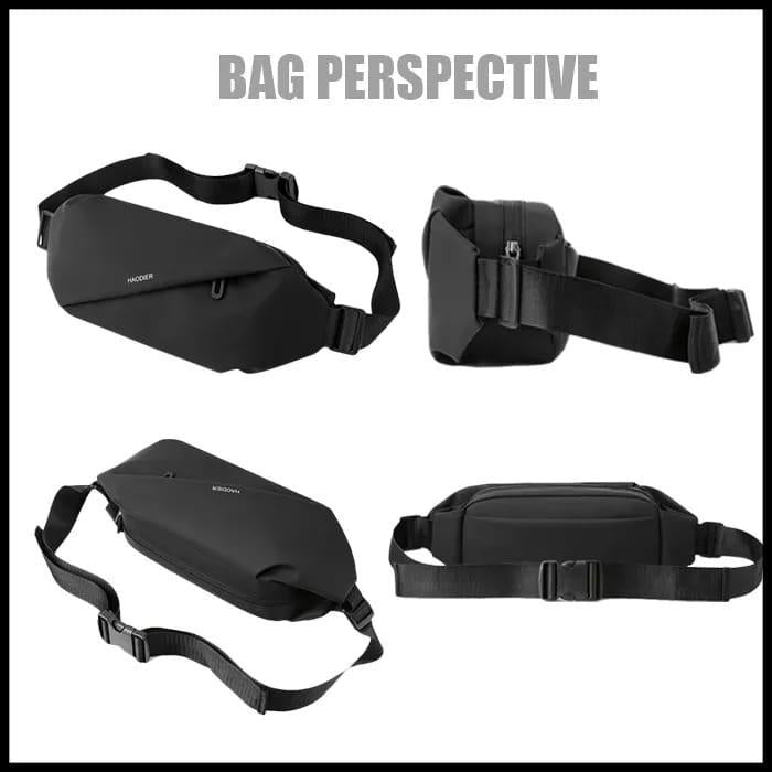 Unisex Nylon Crossbody Bag Black Navy Adjustable Strap