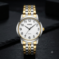 Stainless Steel Couple Watches Gold Silver Dial Waterproof Business Casual Fashion