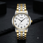 Stainless Steel Couple Watches Gold Silver Dial Waterproof Business Casual Fashion