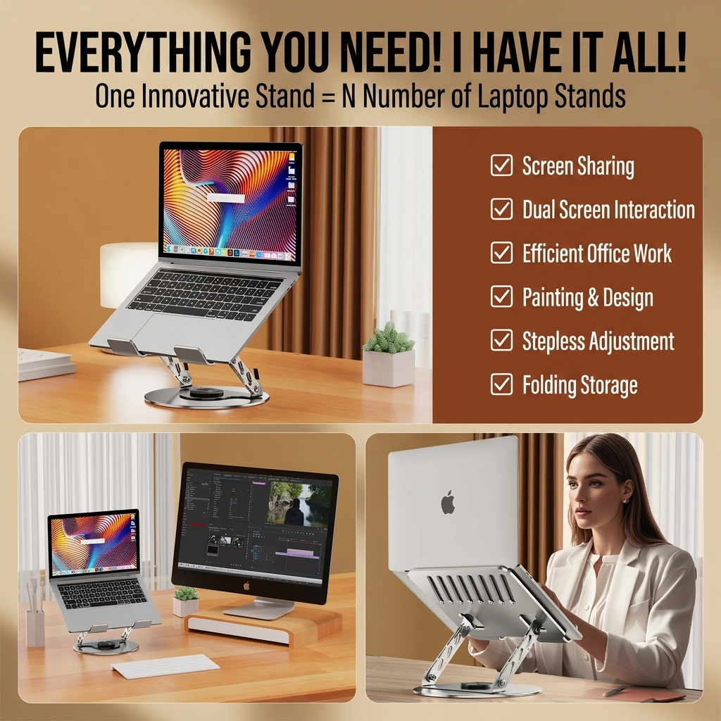 Height Adjustable Tablet Stand for Laptops & iPads