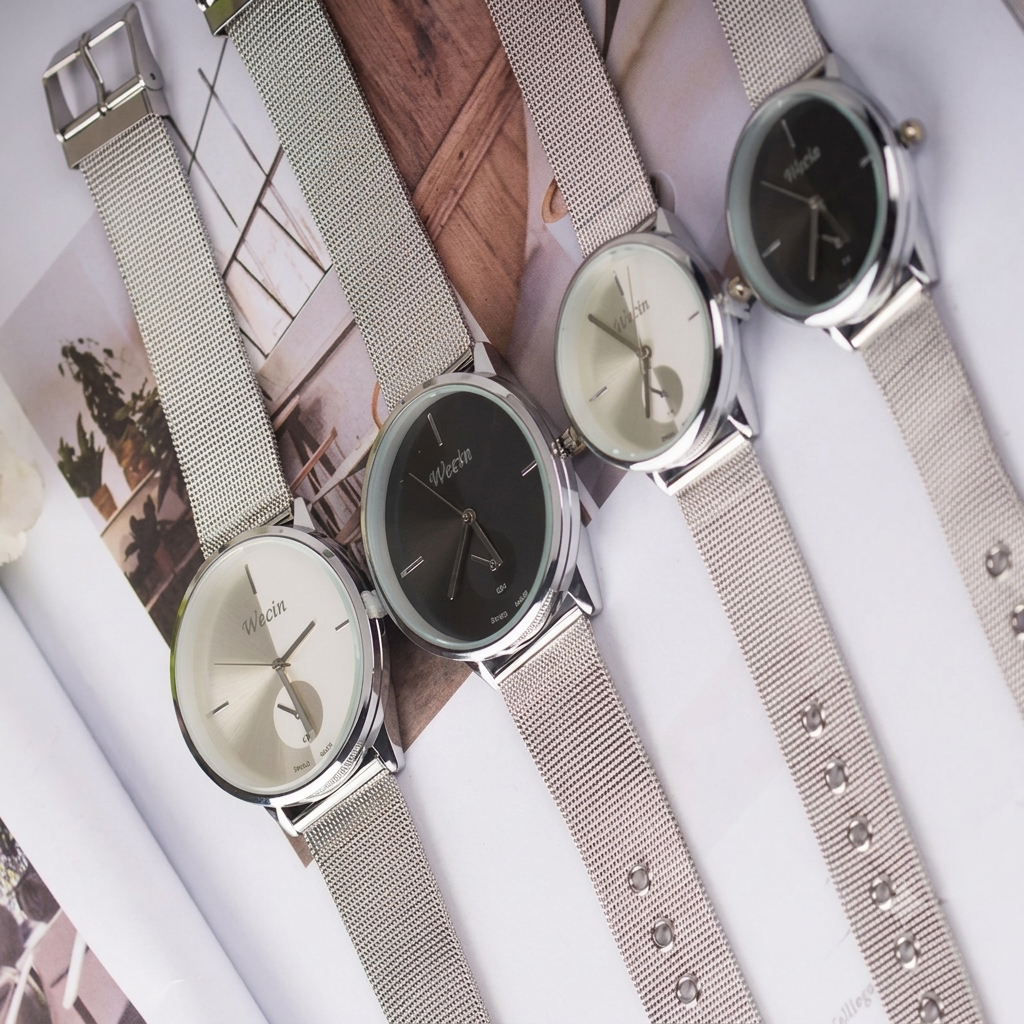 Women's Mesh Strap Watches with Silver Band